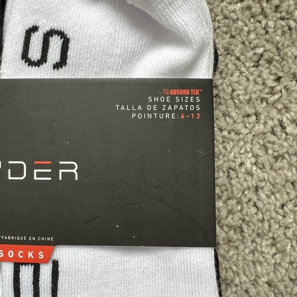 Spyder 5 Pair Men Performance Training Quarter Socks Black White,Shoe 6-12 - Picture 4 of 5